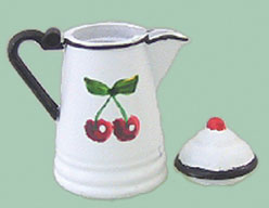 Dollhouse Miniature Coffee Pot W/Cherries